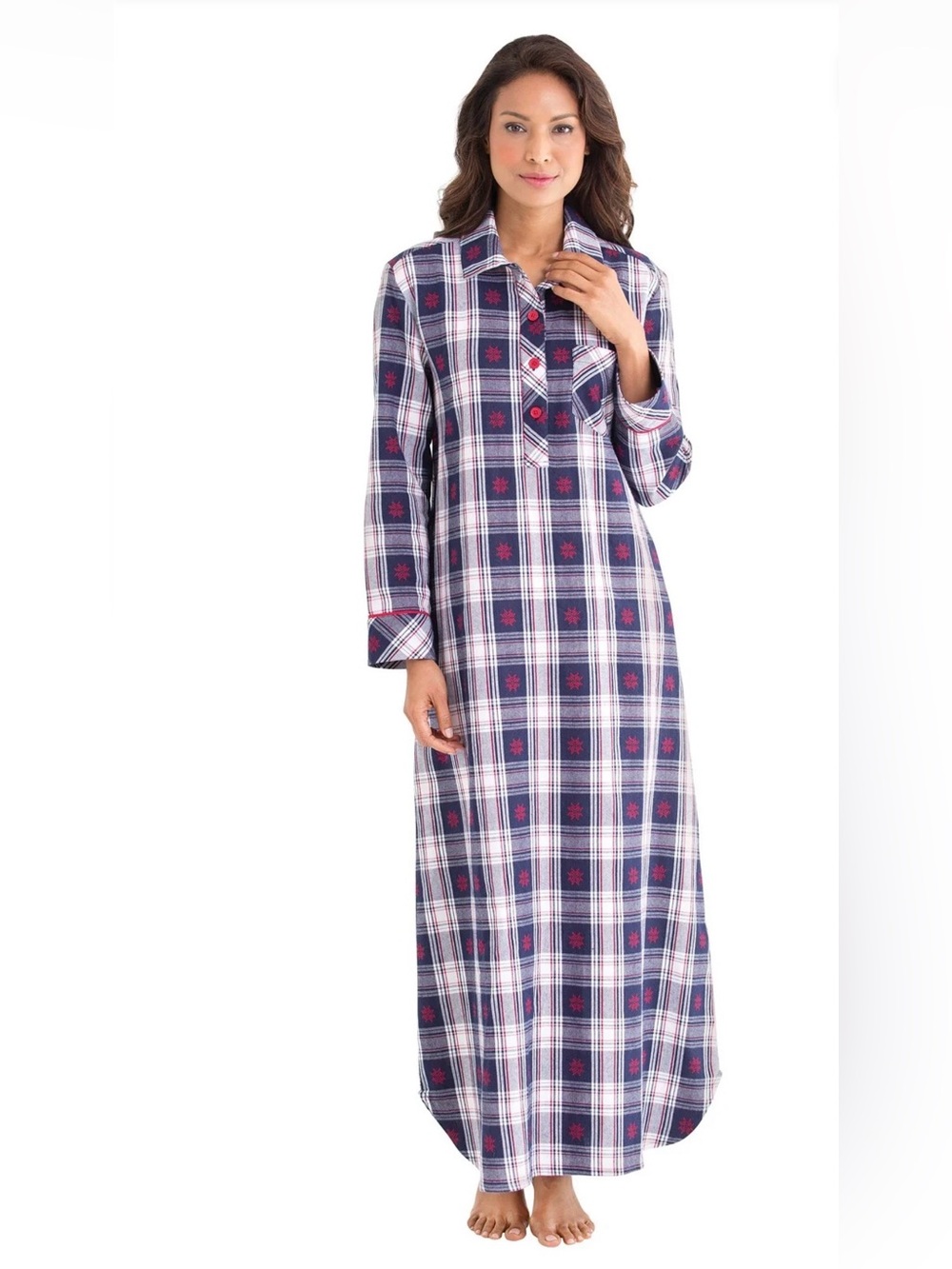 Pajama gram Snowfall Plaid Flannel Nightgown size medium